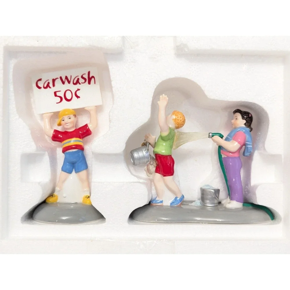 DEPT 56 Snow Village Car Wash Fundraiser Set of 2 w/Box #56.55177 Retired '02-04